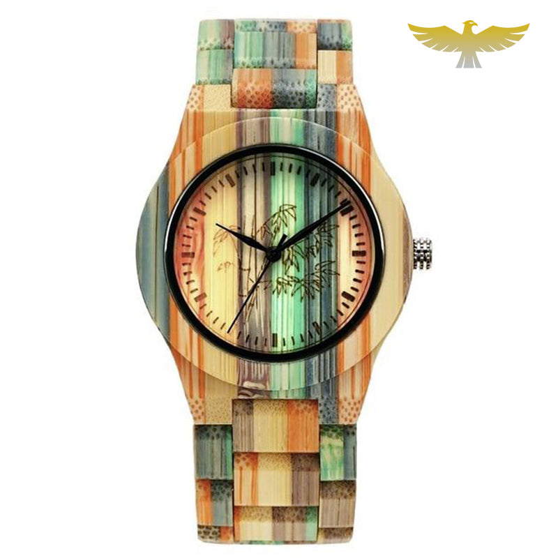 Montre en bois femme multicolor à quartz