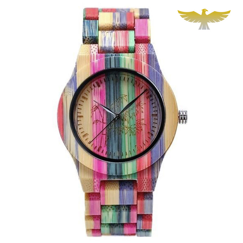 Montre en bois femme multicolor à quartz