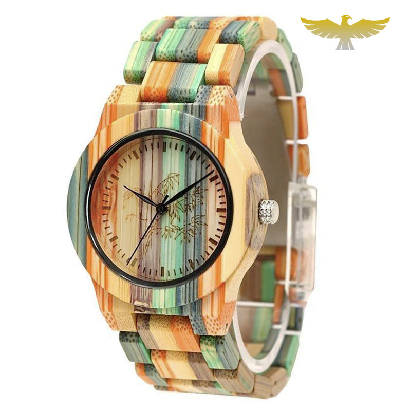 Montre en bois femme multicolor à quartz