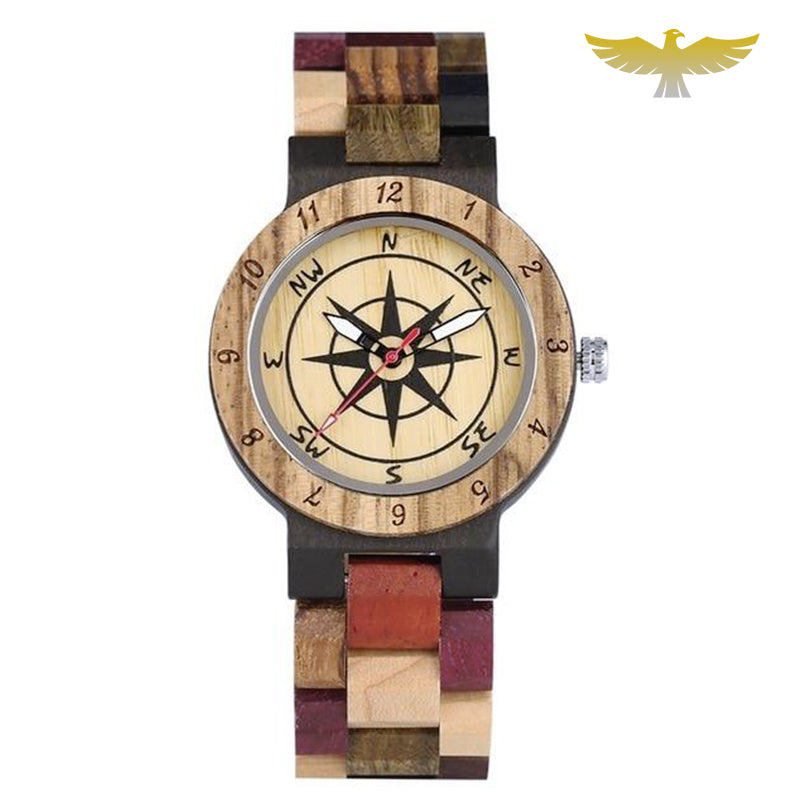 Montre en bois femme navigation à quartz