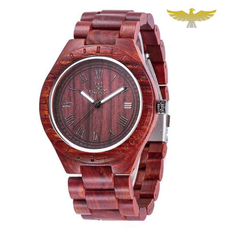 Montre en bois homme à quartz acajou