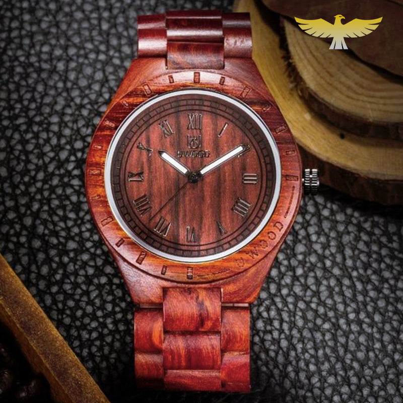 Montre en bois homme à quartz acajou