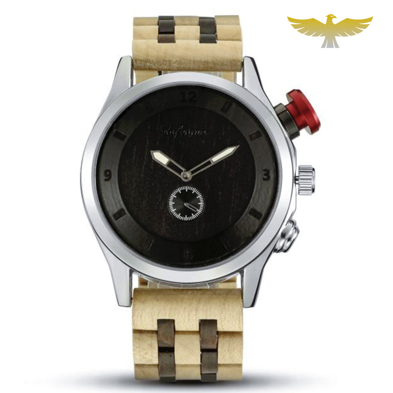 Montre en bois homme à quartz militaire waterproof