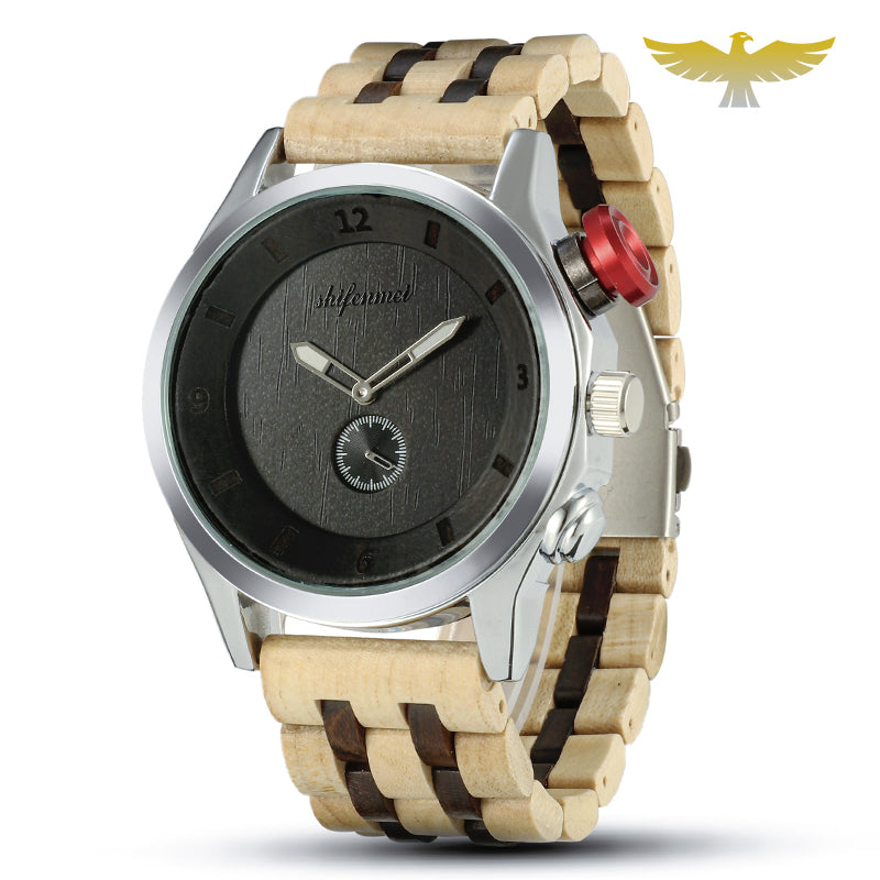 Montre en bois homme à quartz militaire waterproof