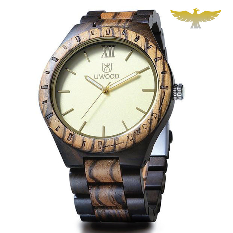 Montre en bois homme à quartz wengé et chêne