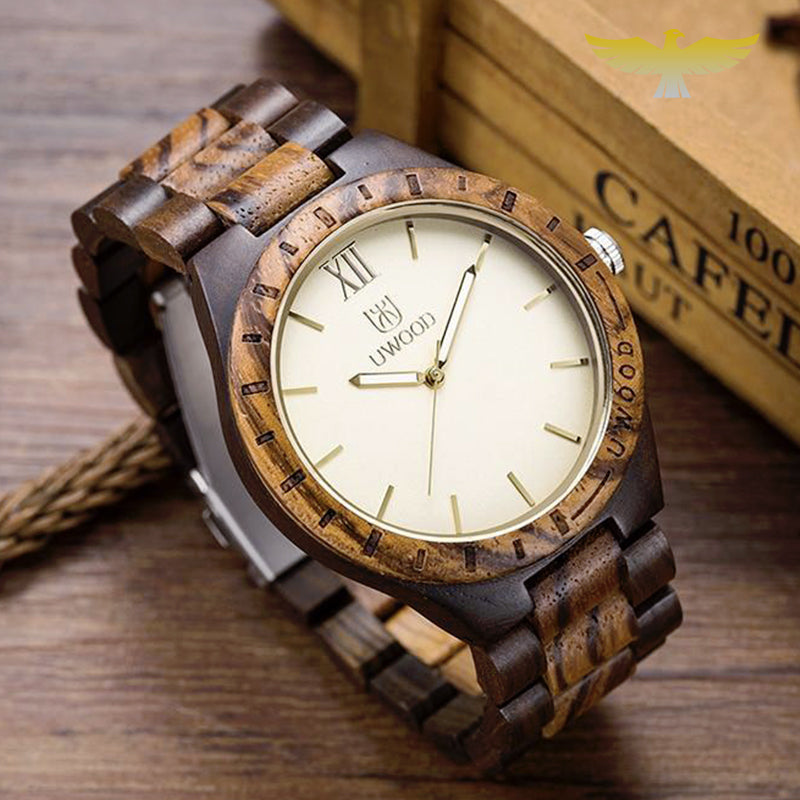 Montre en bois homme à quartz wengé et chêne