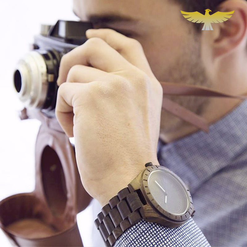 Montre en bois homme à quartz wengé et chêne