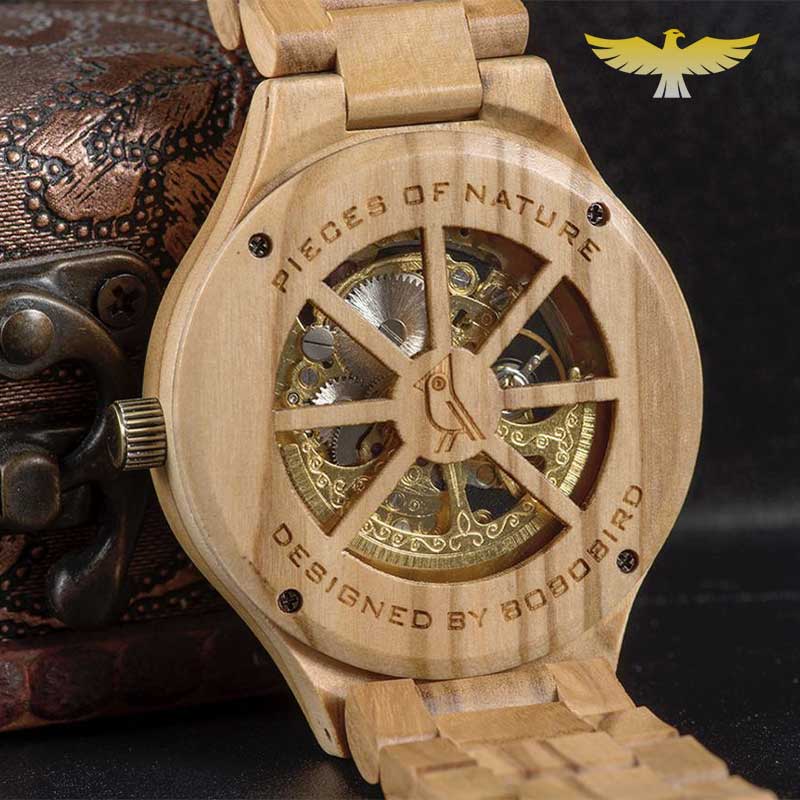 Montre en bois homme automatique chêne blanc