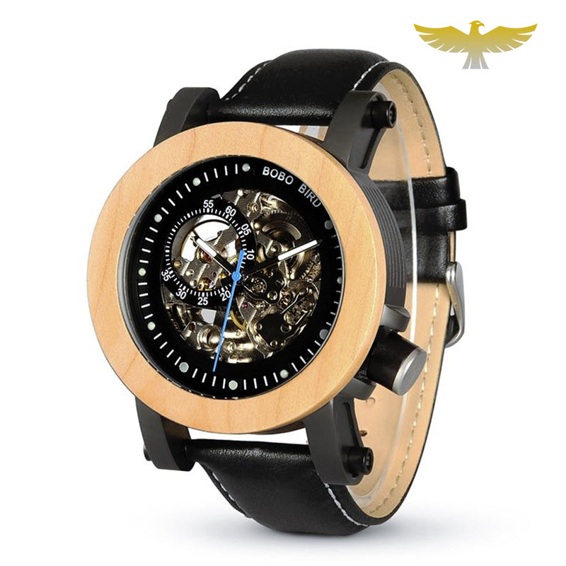 Montre en bois homme automatique noire