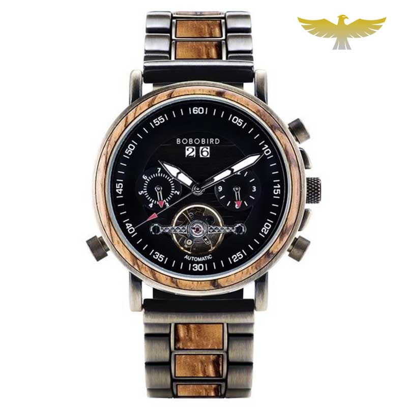 Montre en bois homme automatique sport