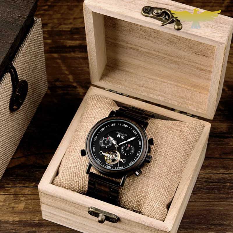 Montre en bois homme automatique sport