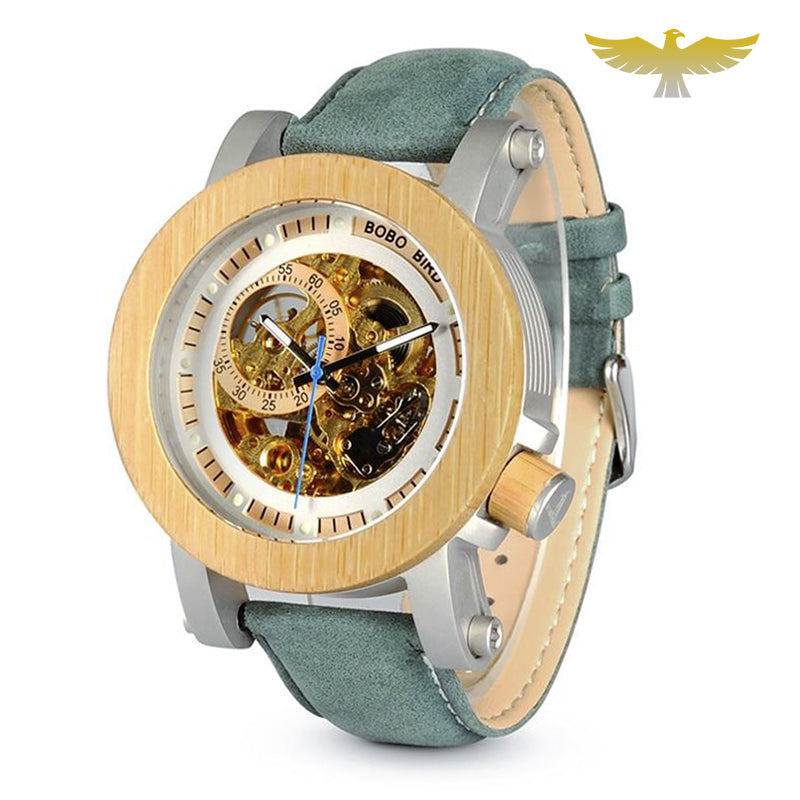 Montre en bois homme automatique squelette