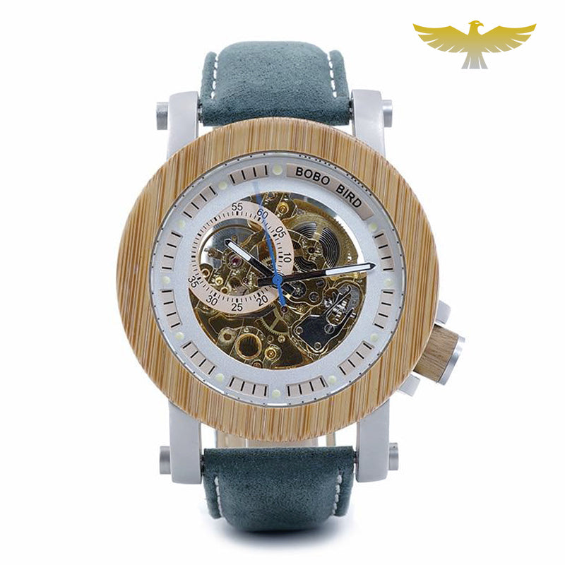 Montre en bois homme automatique squelette