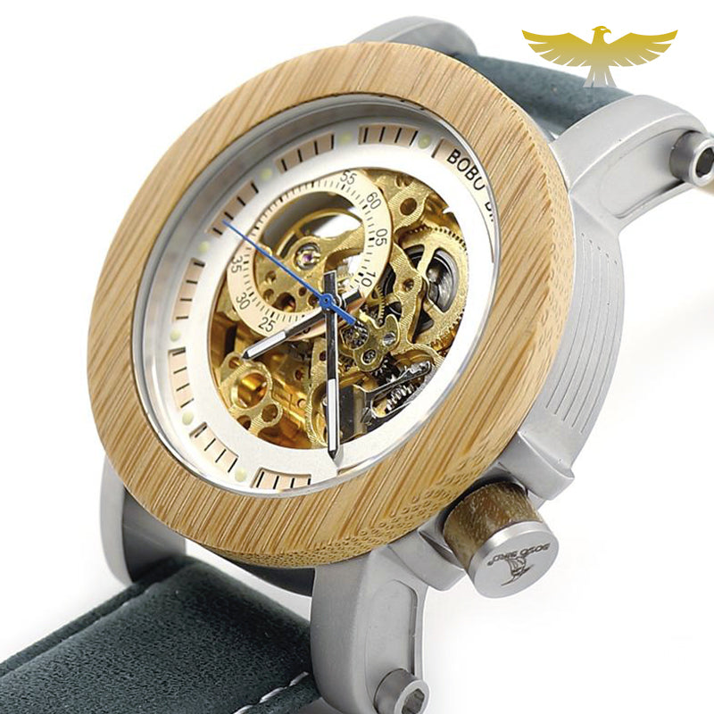 Montre en bois homme automatique squelette