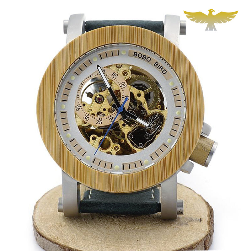 Montre en bois homme automatique squelette