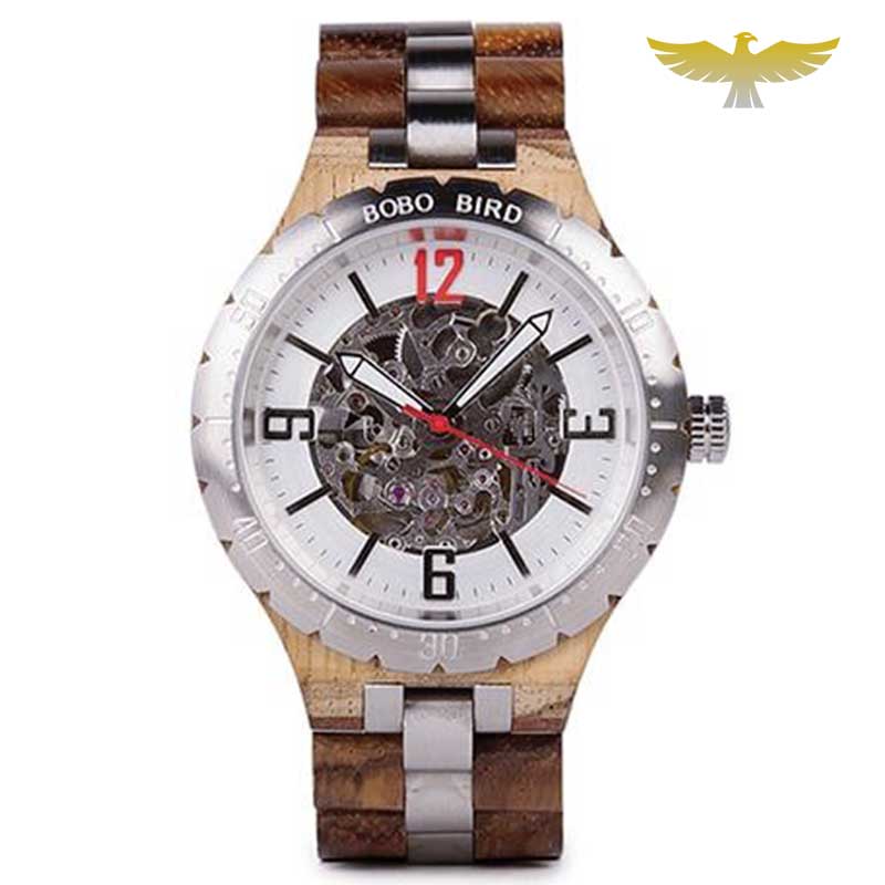 Montre en bois homme automatique waterproof moderne