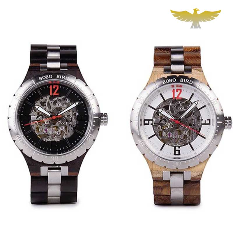 Montre en bois homme automatique waterproof moderne