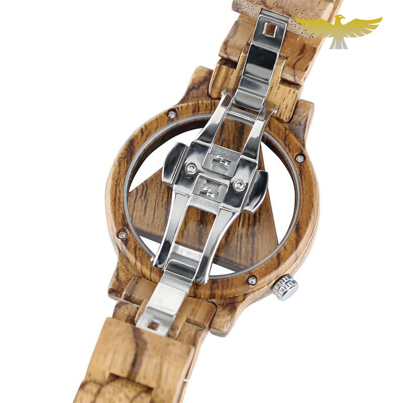 Montre en bois homme et femme géométrie inversée