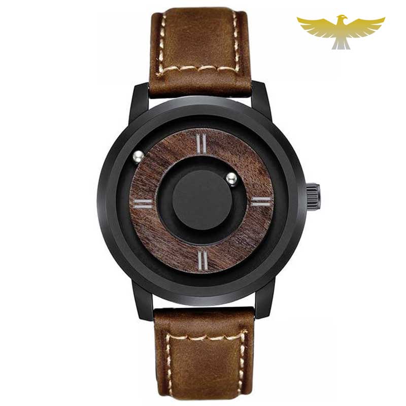 Montre en bois homme magnétique à quartz