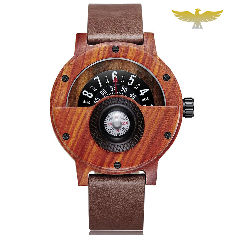 Montre en bois homme navigation boussole