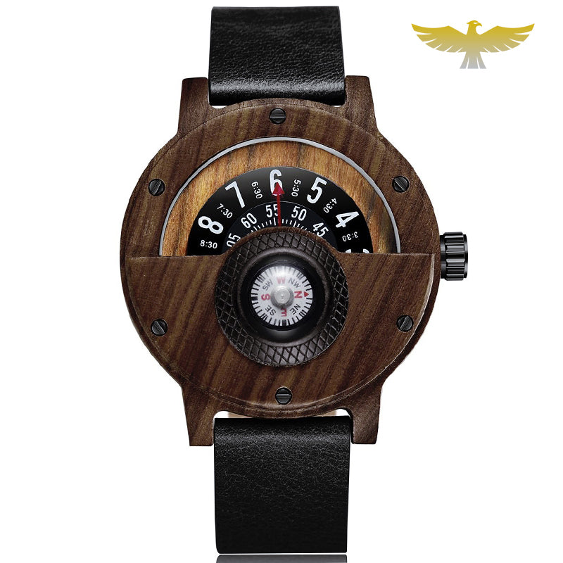 Montre en bois homme navigation boussole