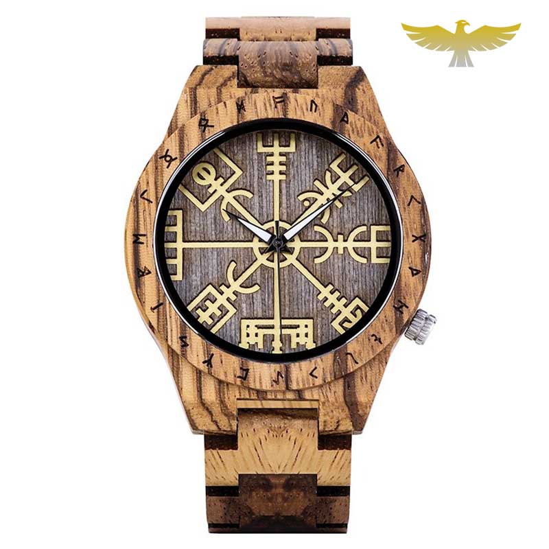 montre en bois homme quartz bracelet acajou - chêne