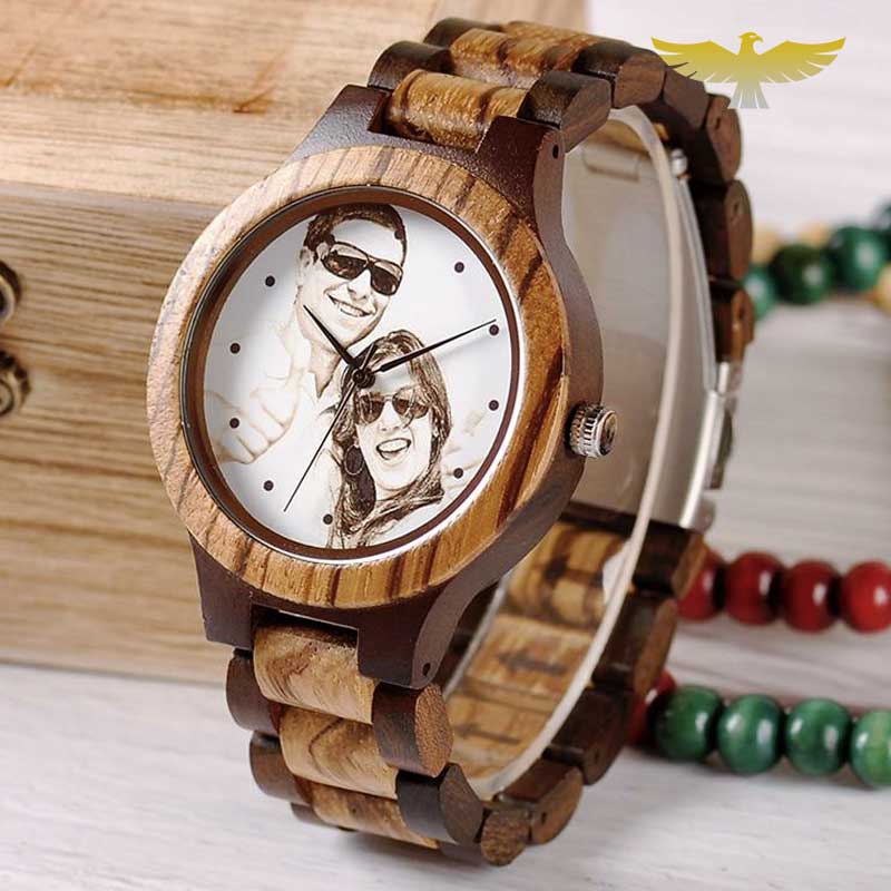 Montre en bois personnalisable et boite en bambou