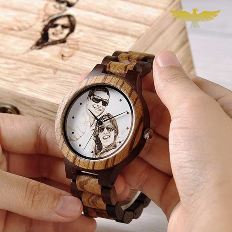 Montre en bois personnalisable et boite en bambou