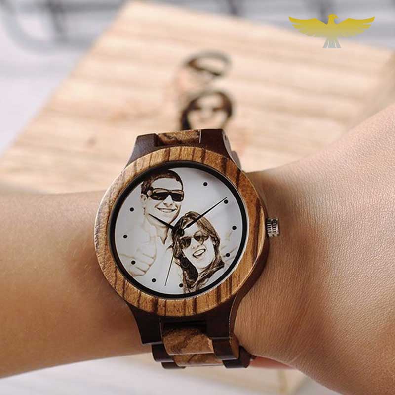 Montre en bois personnalisable et boite en bambou