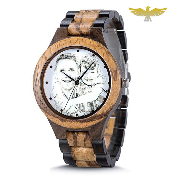 Montre en bois personnalisable quartz avec boite