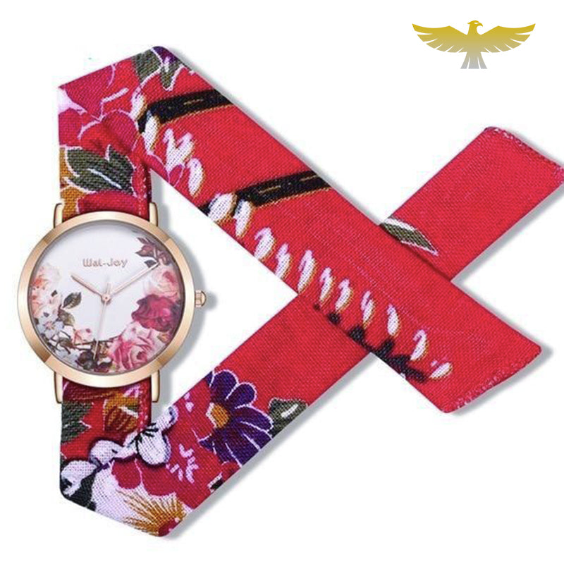 Montre foulard à fleurs