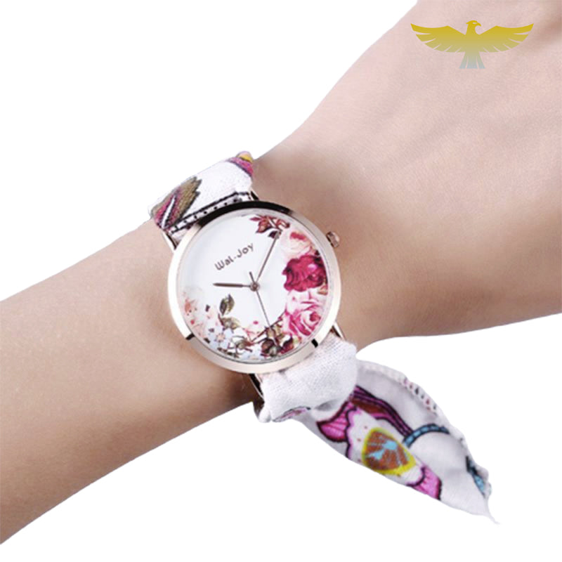 Montre foulard à fleurs