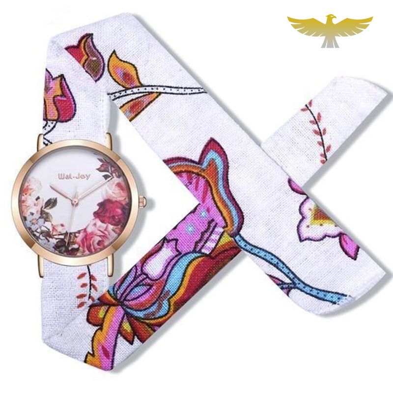 Montre foulard à fleurs