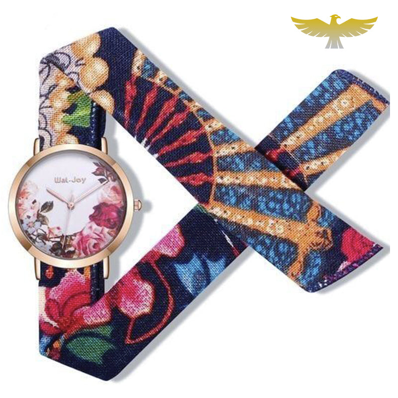 Montre foulard à fleurs