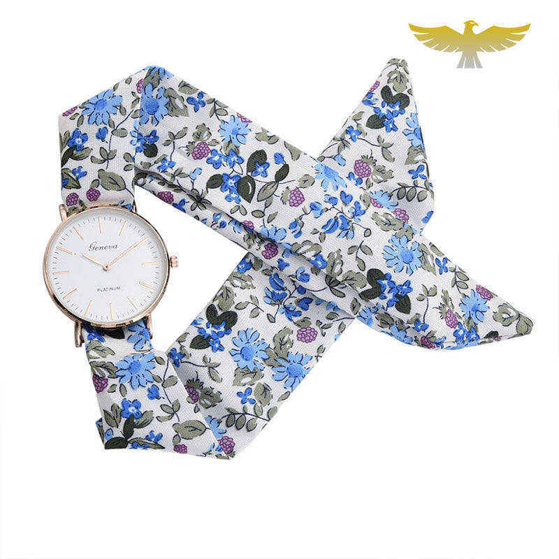 Montre foulard à tissu imprimé