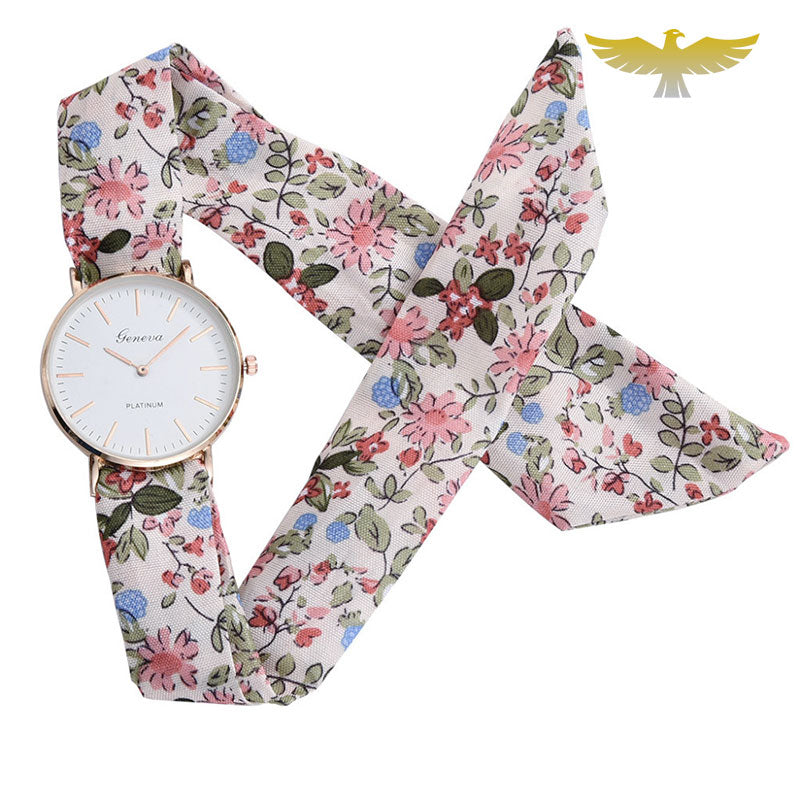 Montre foulard à tissu imprimé