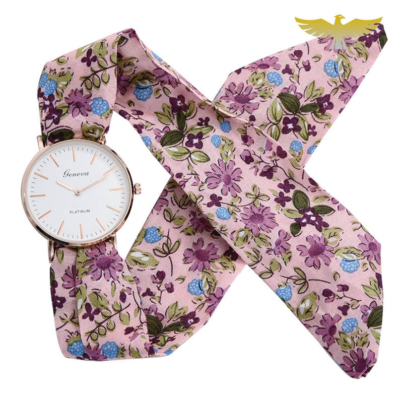 Montre foulard à tissu imprimé