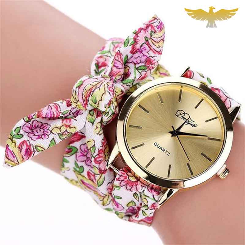 MONTRE FOULARD BLANCHE À FLEURS