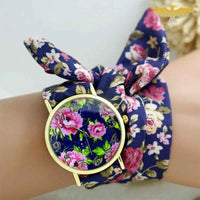 MONTRE FOULARD BLEU MARINE ET FLEURS