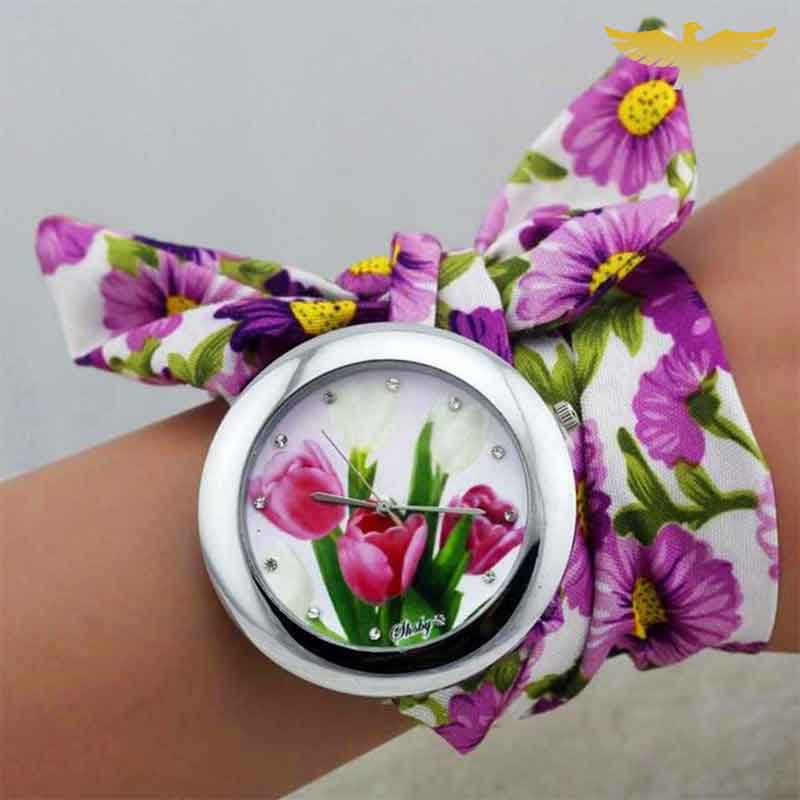 MONTRE FOULARD CŒUR DE FLEUR