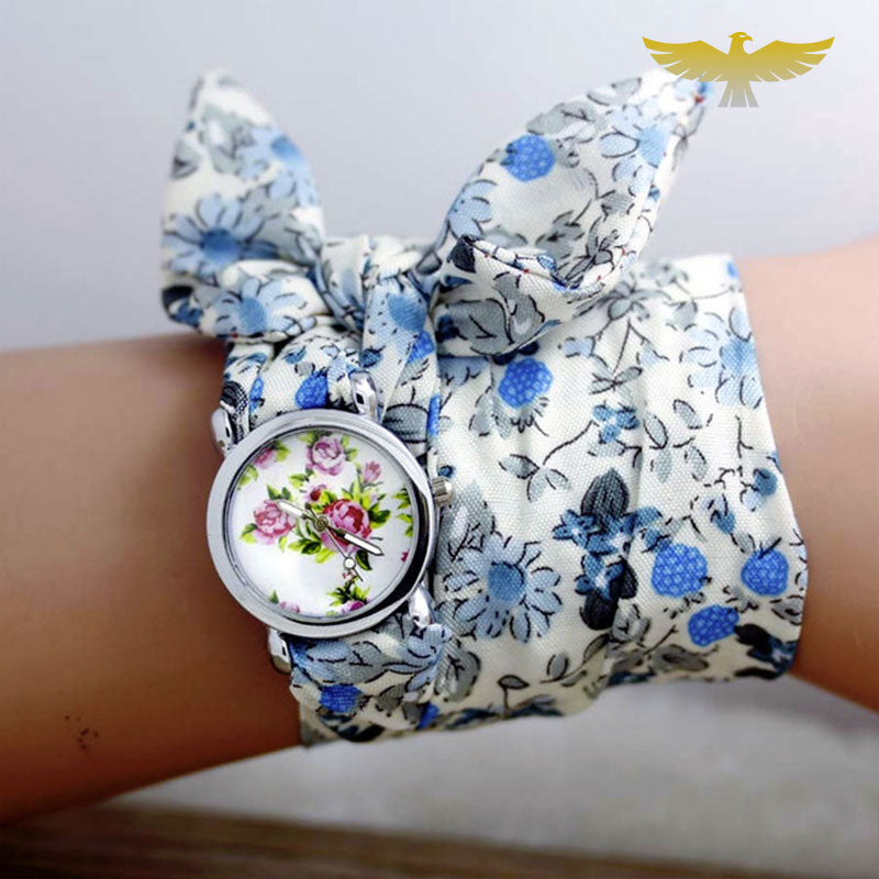 Montre foulard femme à fleurs