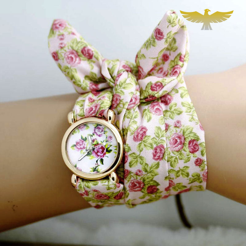 Montre foulard femme à fleurs