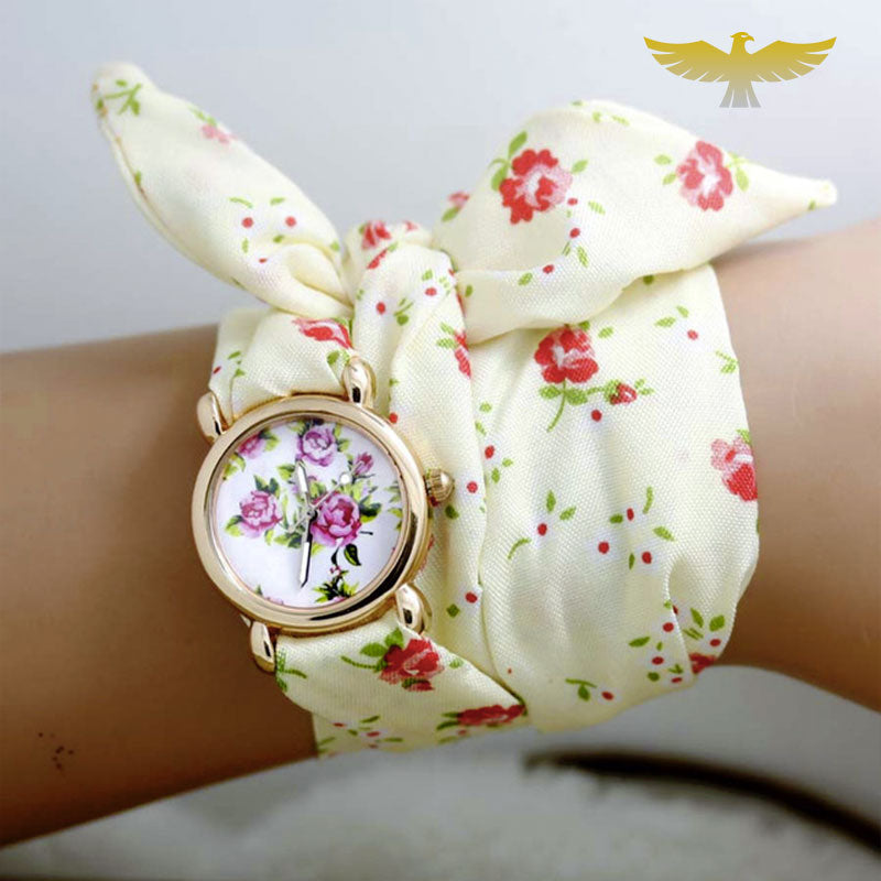 Montre foulard femme à fleurs