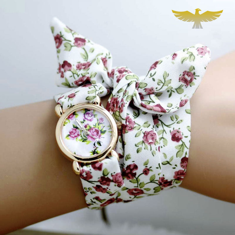 Montre foulard femme à fleurs