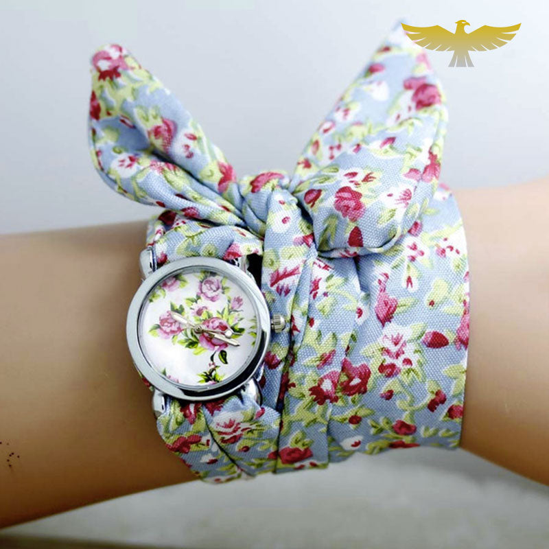 Montre foulard femme à fleurs