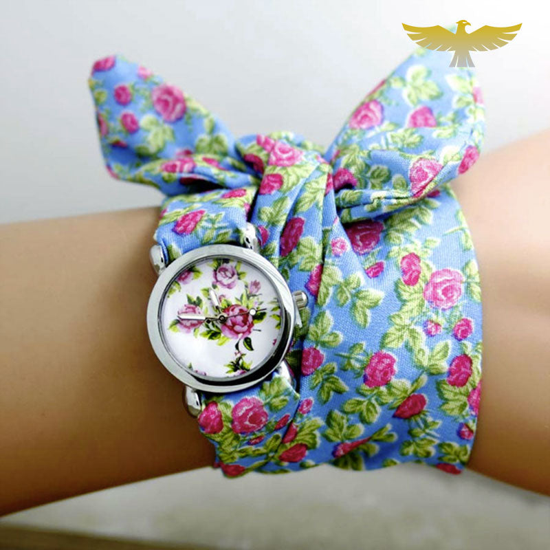 Montre foulard femme à fleurs