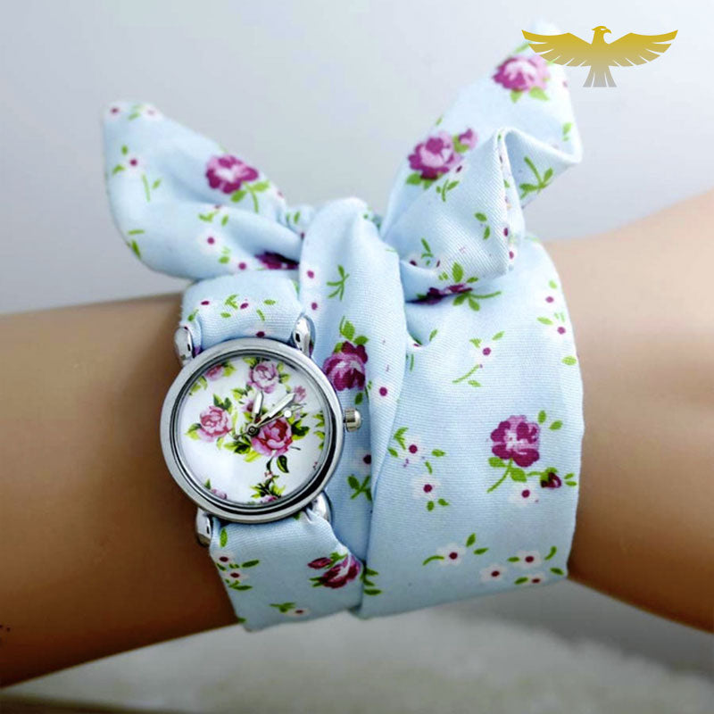 Montre foulard femme à fleurs