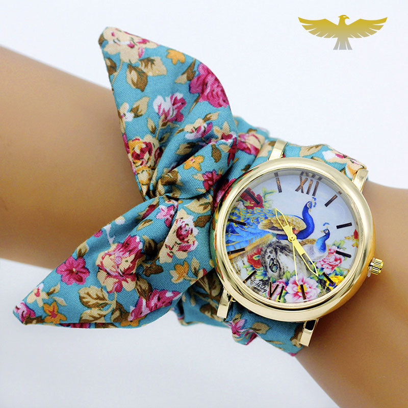 Montre foulard femme bleu