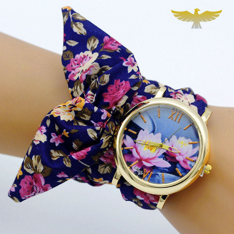 Montre foulard femme bleu