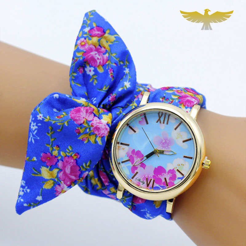 Montre foulard femme bleu